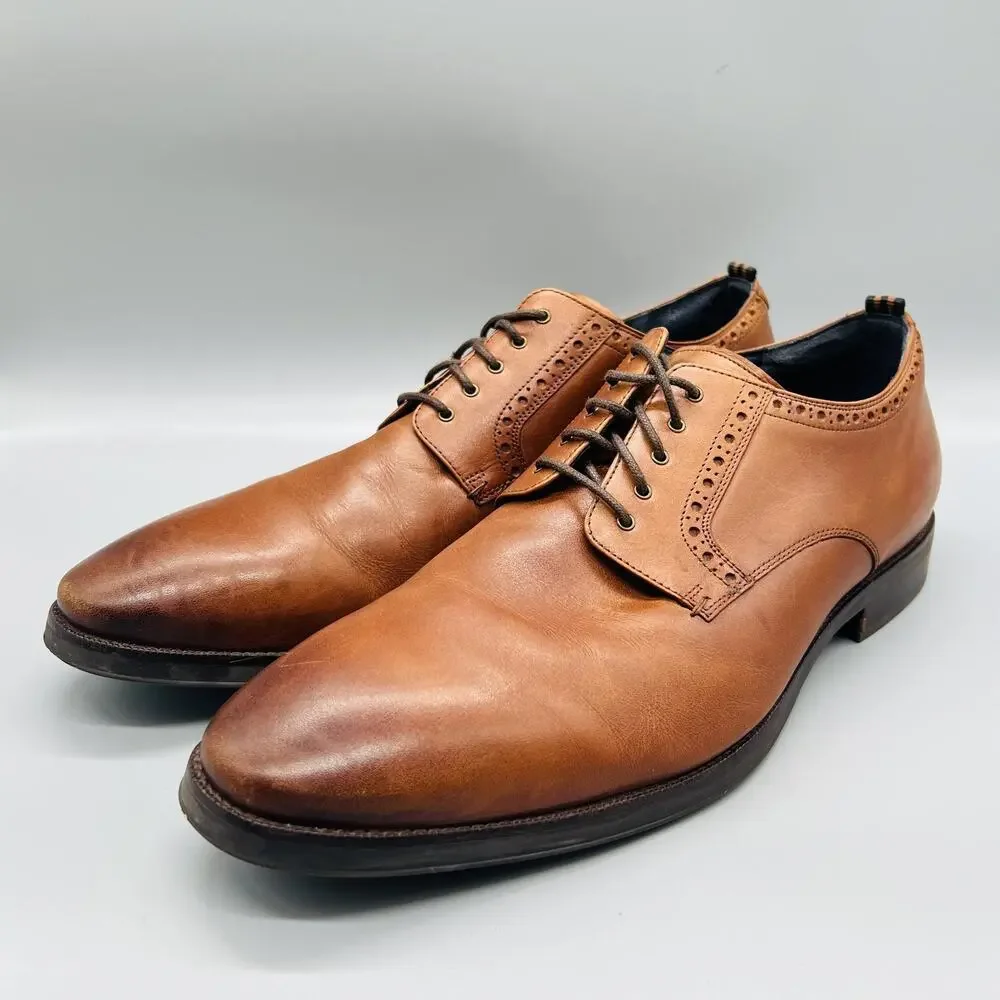 Cole Haan Shoes Mens 12 Brown Leather Grand OS Derby Oxford Dress Brogue Classic